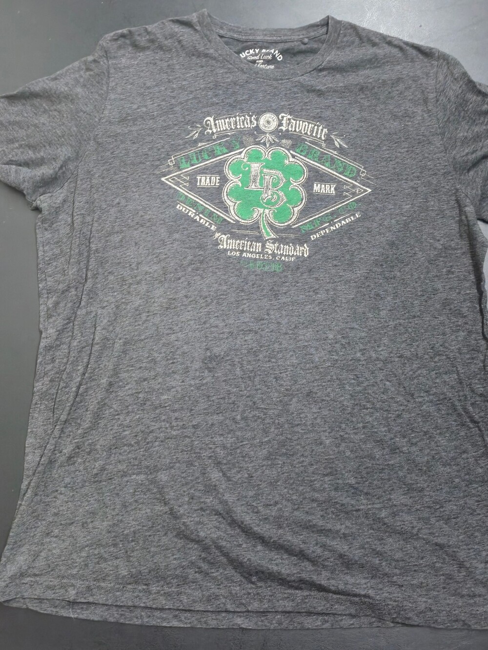 Lucky Brand Gray Tee with Green Graphic Crest